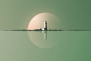 Minimal Reflection Of The Light House (2560x1440) Resolution Wallpaper
