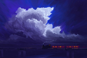 Minimal Train In Night S Embrace Wallpaper