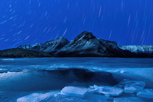 Minnewanka Alberta Starlight Lake Canada (1366x768) Resolution Wallpaper