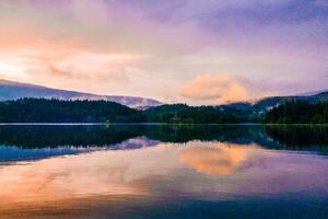 Mirror Lake Reflection Sunset Scenic 5k