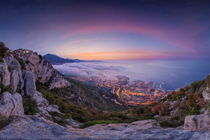 Monaco Fog Summer Sunrise Wallpaper