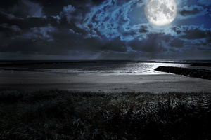 Moon Clouds Night Scenery 4k