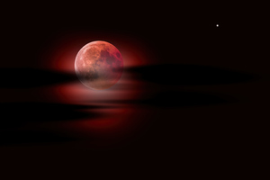 Moon Clouds Night Sky Red Moon 5k (2560x1080) Resolution Wallpaper
