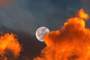Moon Covered In Clouds 5k Wallpaper