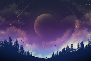 Moon Fox Galaxy 4k Wallpaper