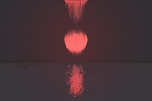 Moon Mountains Reflection Pixel Art 4k