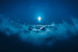 Moon Night Landscape Clouds 5k (2048x2048) Resolution Wallpaper