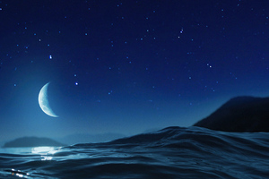 Moon Night Ocean 4k (2560x1024) Resolution Wallpaper