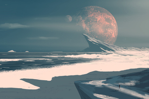 Moon Ocean Digital Art