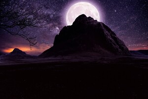 Moon Over Mountain (1280x720) Resolution Wallpaper