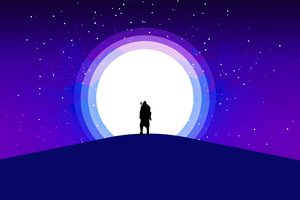 Moon Warrior Purple Sky 5k (1600x900) Resolution Wallpaper