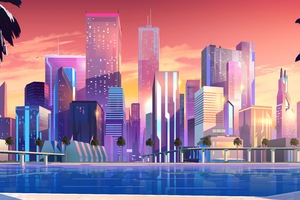 Moonbeam City (2048x2048) Resolution Wallpaper