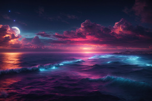 Moonlit Horizons A Deep Ocean Dream (2560x1600) Resolution Wallpaper