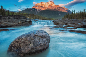 Mount Fryatt And Athabasca Falls 4k Wallpaper