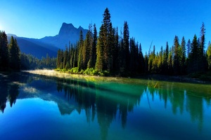 Mountains Lake Canada Nature Forest Woods Wallpaper
