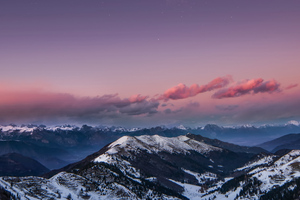 Mountains Starry Sky Night Snow Dolomites Italy 4k