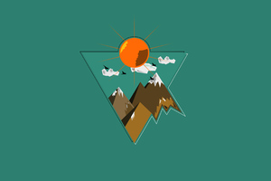 Mountains Sunset Minimal Triangle 4k (1600x900) Resolution Wallpaper