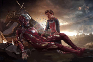 Mr Stark Spiderman Avengers Endgame (1360x768) Resolution Wallpaper