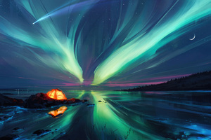Nature Spectacle The Mesmerizing Northern Lights (1366x768) Resolution Wallpaper