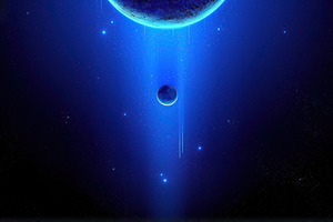 Nebula Space Planet Blue Art 4k