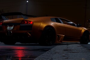 Need For Speed Orange Lamborghini Rear Wallpaper
