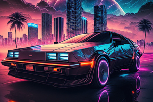 Neon 80s Ride Wallpaper