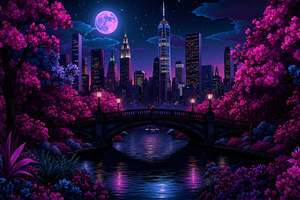Neon Dreams Central Park Nights (1680x1050) Resolution Wallpaper