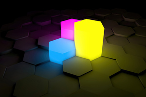 Neon Glowing Cubes 4k Wallpaper