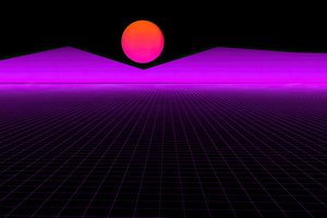 Neon Horizons A Synthwave Sunset In Purple Hues (1400x900) Resolution Wallpaper