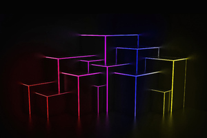 Neon Light Cubes 4k