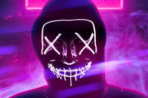 Neon Mask Anonymous 4k (2048x2048) Resolution Wallpaper