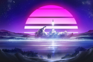 Neon Nova Watching Love Ascend With Rocket Dreams Wallpaper