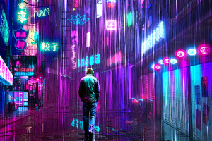 Neon Rainy Lights Cyberpunk 5k Wallpaper