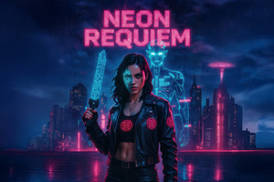 Neon Requiem (2048x2048) Resolution Wallpaper