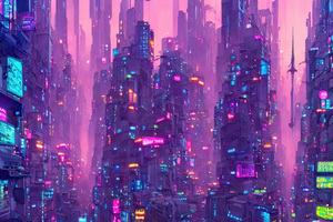 Neon Skyscrapers Embracing The Cyberpunk Cityscape Wallpaper
