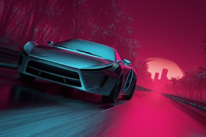 Neon Synthwave Sport Car Wallpaper