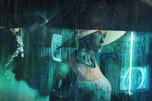 Night City Rain Storm Cyber 4k