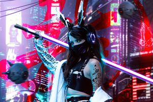 Night Warrior Scifi Cyberpunk 5k Wallpaper