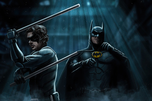 Nightwing And Batman Deadly Duo (2560x1024) Resolution Wallpaper