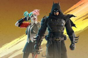 Ninja Knight Batman And Karuta Harley Quinn Fortnite X Dc (1366x768) Resolution Wallpaper