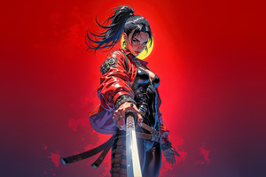 Ninja Queen Cyberpunk Samurai Girl (1366x768) Resolution Wallpaper