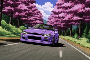 Nissan R34 Anime Art (2560x1440) Resolution Wallpaper