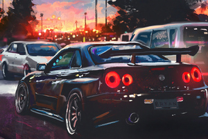 Nissan Skyline Painting Art 4k