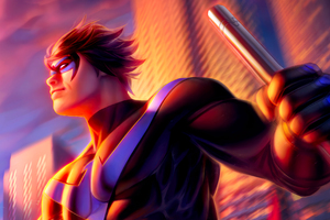 Nocturnal Guardian Nightwing (1336x768) Resolution Wallpaper