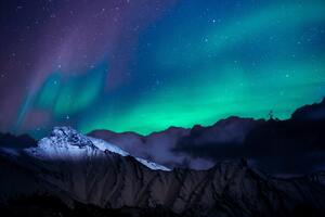 Northern Lights Night Sky Mountains Landscape 4k