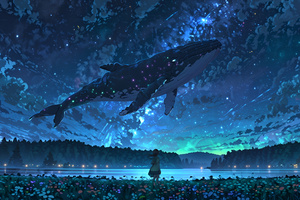 Northern Lights Whale Aurora Whale (2048x1152) Resolution Wallpaper