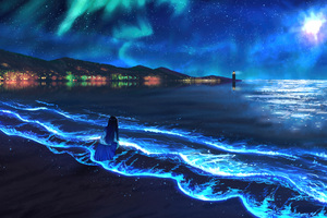Ocean Breeze Calming The Soul Of Anime Girl (1024x768) Resolution Wallpaper