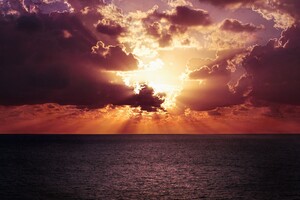 Ocean Horizon Sunset Wallpaper