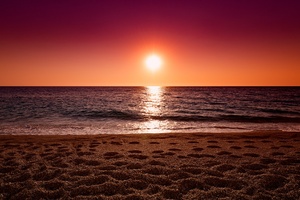 Ocean Sand Sunset Wallpaper