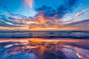 Ocean Sky Sunset Beach Wallpaper
